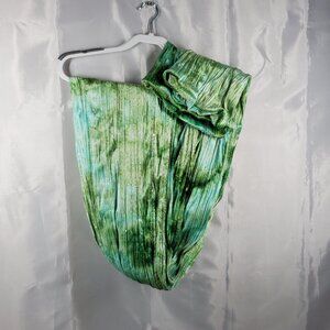 Handmade Long Shawl w Stitching and Sequins Tye Die Scarf Green Tones 24" X 102"